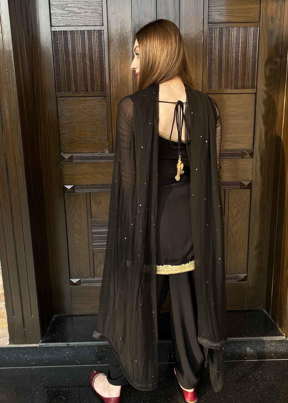 Black and Gold Kurta with Patiala Shalwar